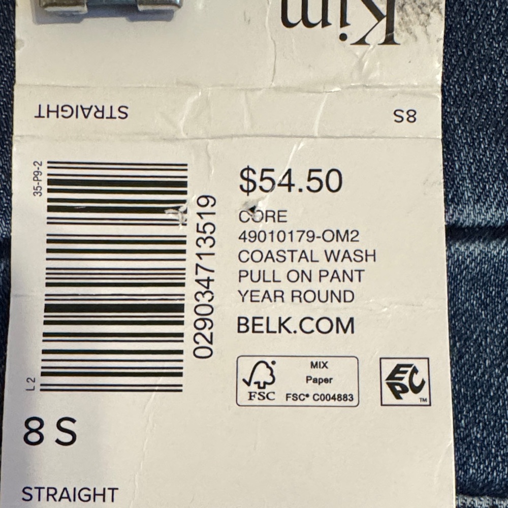 NWT RETAIL: $55 Kim Rogers Straight Leg Tummy Control Jeans   8SHORT        #I - Picture 10 of 10